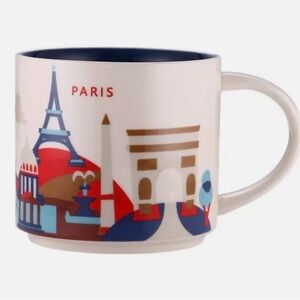 Starbucks NWT Paris Landmark Ceramic Mug - White, Blue, Red